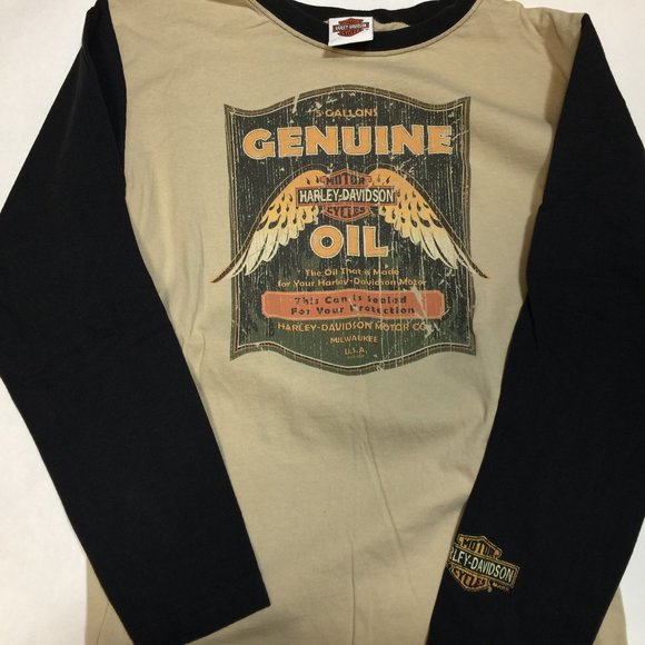 Tops - Harley-Davidson Motor Cycles Baton Rouge, Louisiana Small Genuine Oil 3/4 Sleeve